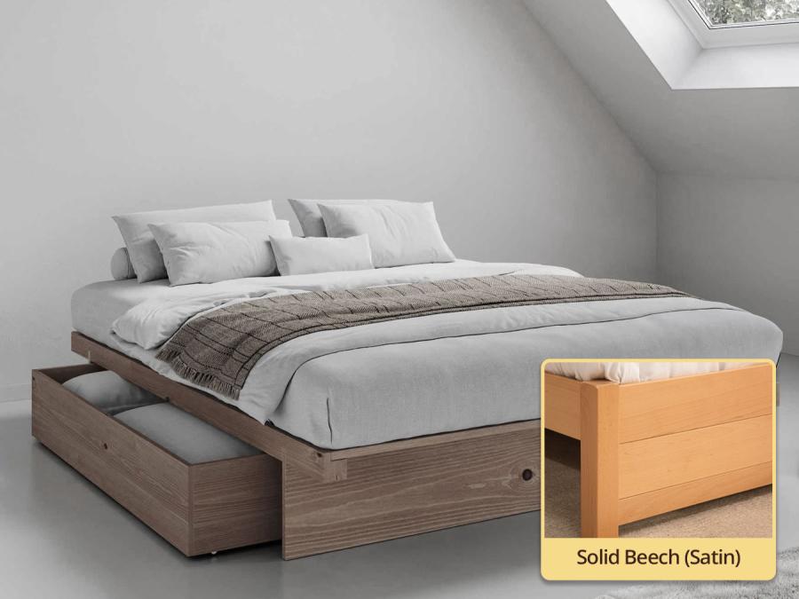 japanese storage bed Solid Beech (Satin)