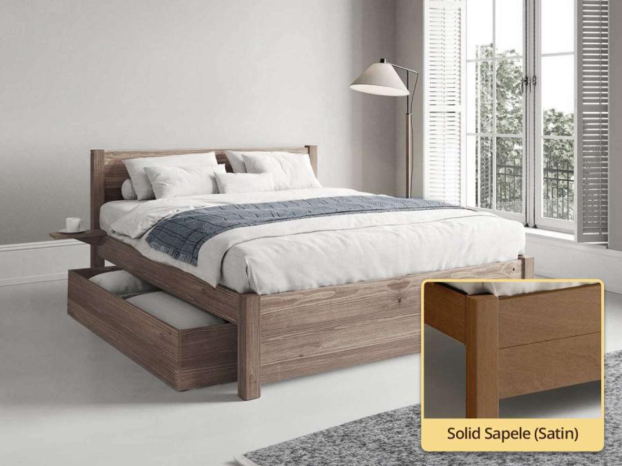 London Storage Bed solid sapele