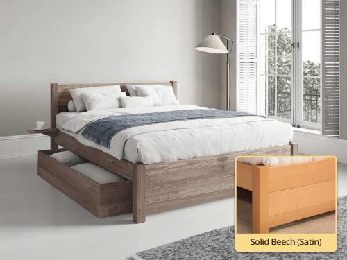 Solid Beech (Satin) london storage beds