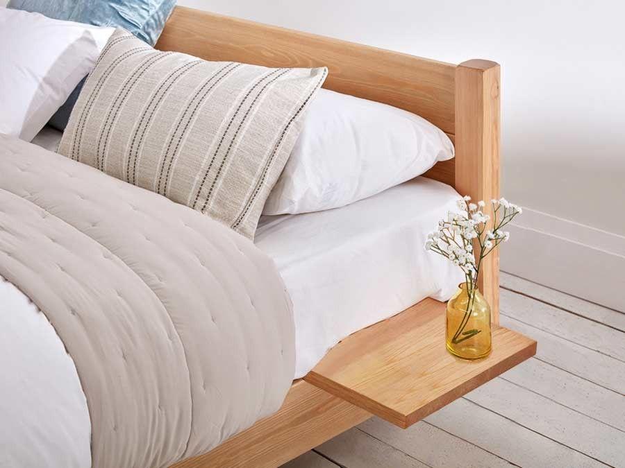 solid wood floating shelf bed accessory