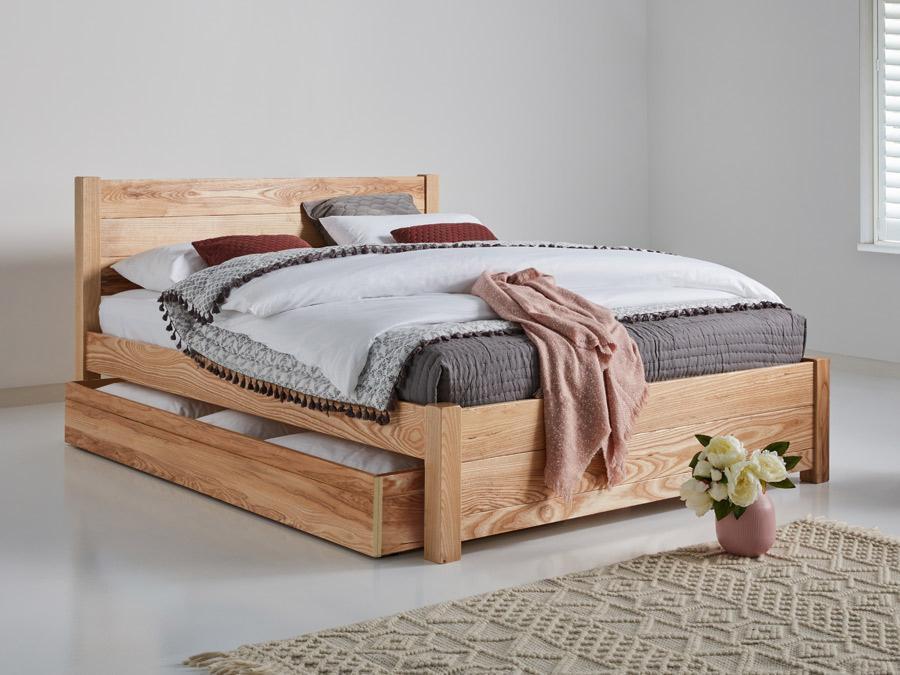 solid wood storage bed london design