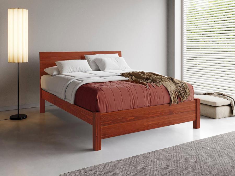 red wooden bed frame by get laid beds