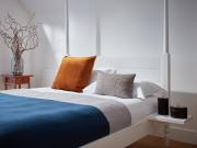 moroccan four poster platform bed side view