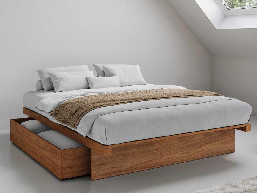 solid oak japanese storage bed frame
