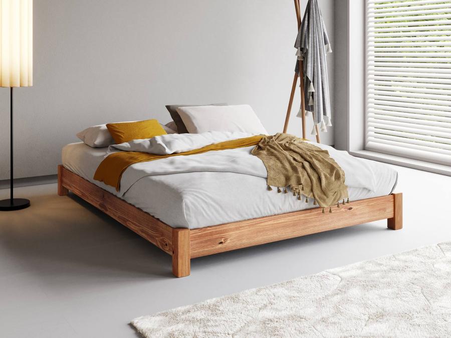 low platform bed frame cinnamon finish
