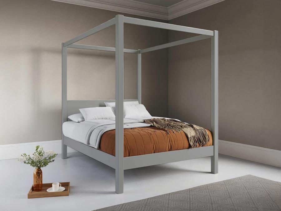 warm grey classic four poster bed