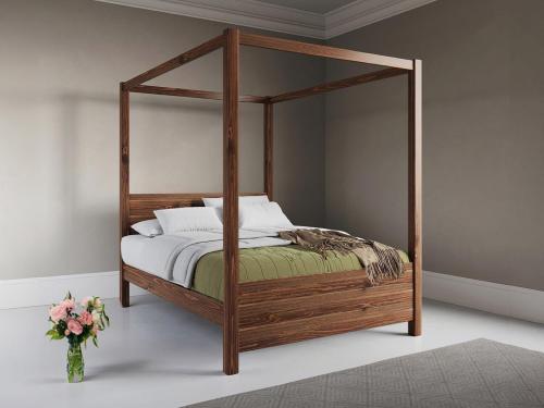 solid wood 4 poster bed frame in coffee bean finish