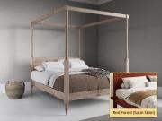red wooden country four poster bed
