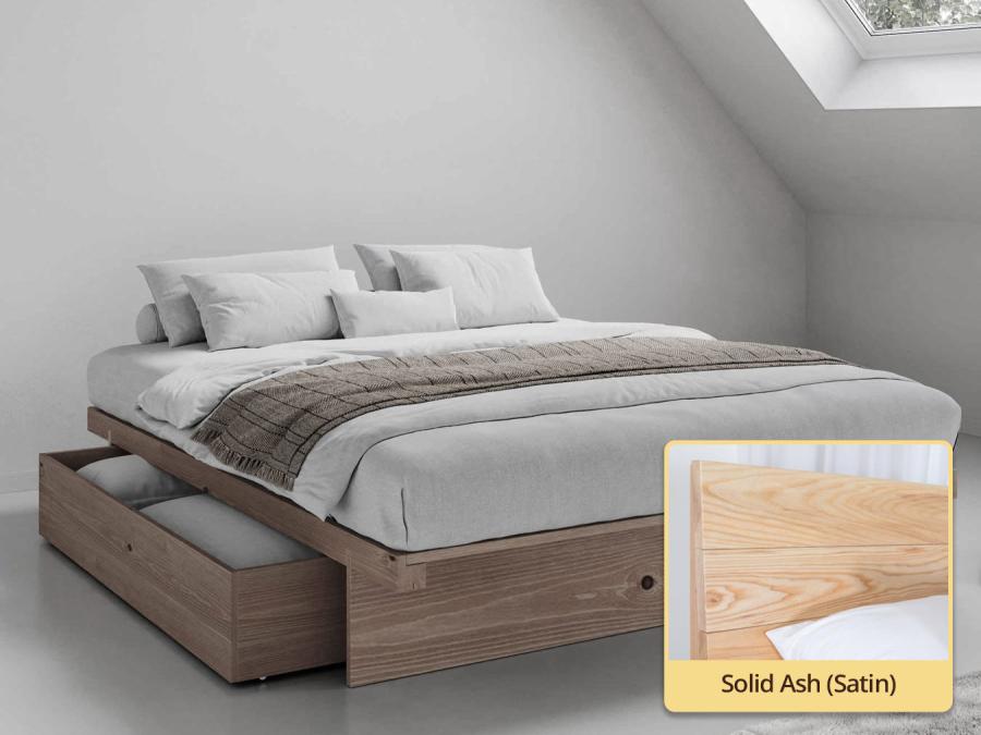 Japanese Storage Bed (No Headboard) solid ash