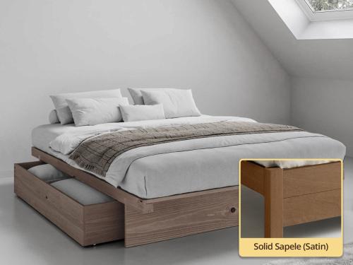 Japanese Storage Bed (No Headboard) solid sapele