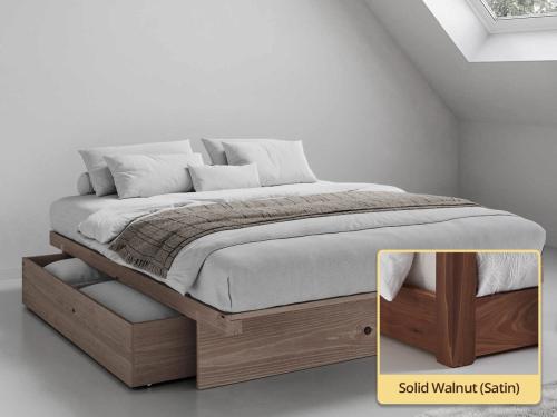 Japanese Storage Bed (No Headboard) solid walnut