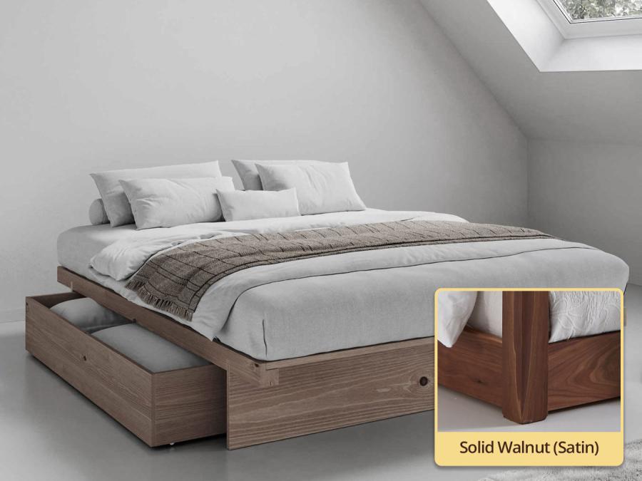 Japanese Storage Bed (No Headboard) solid walnut