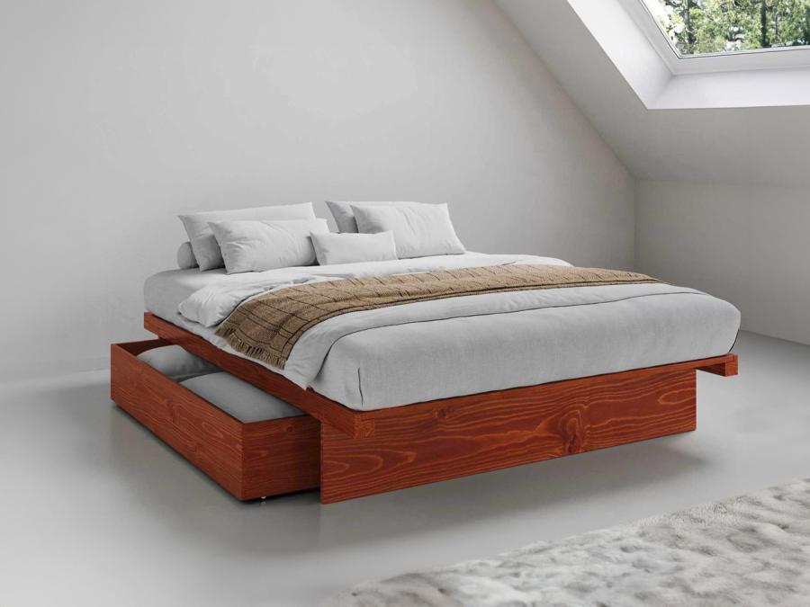 red wooden japanese storage bed frame by get laid beds