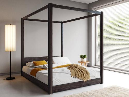 black low four poster wooden bed frame by get laid beds