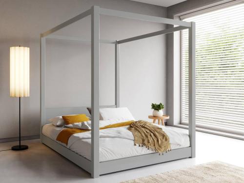 grey low four poster bed frame by get laid beds