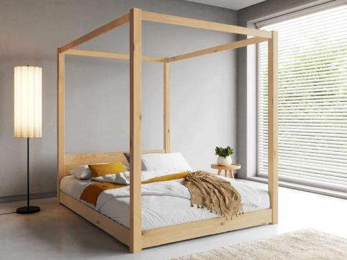 low four poster bed in natural
