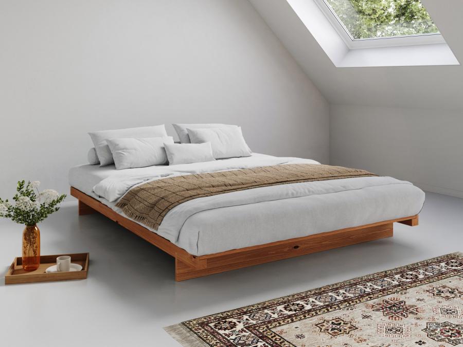wooden platform bed frame without headboard japanese attic bed in cinnamon by get laid beds