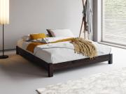 black wooden low platform bed