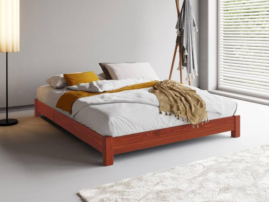 red low platform bed solid wood