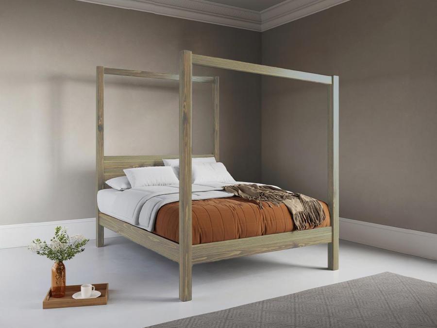 grey wash four poster platform bed frame by get laid beds