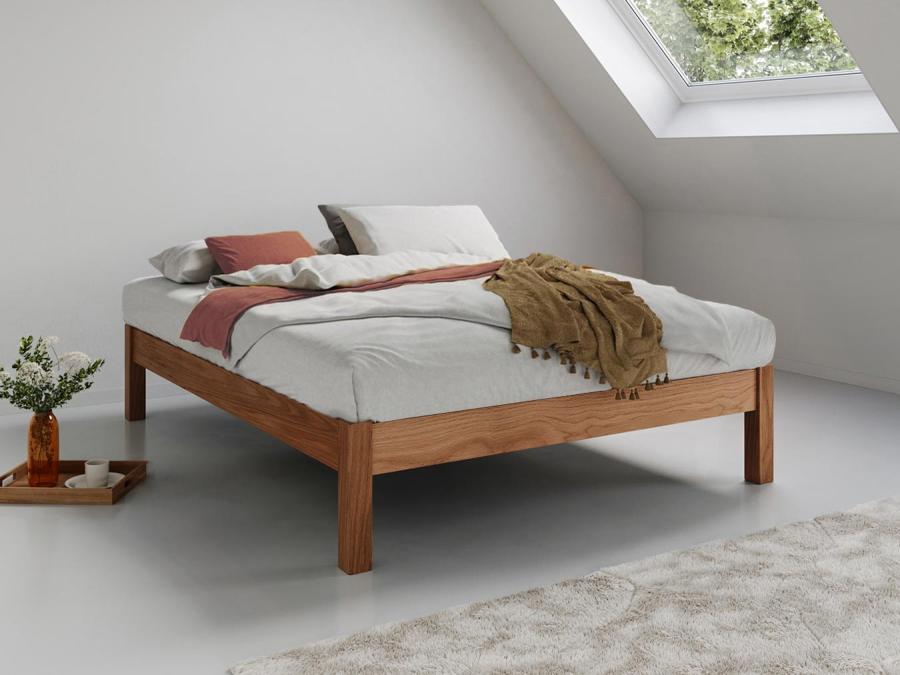 solid oak platform bed frame space saver