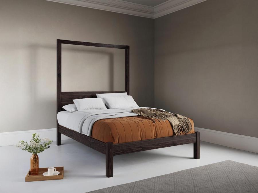 black four poster platform bed frame solid wood