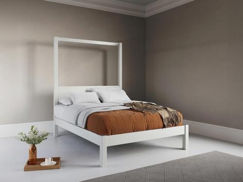 white four poster platform bed