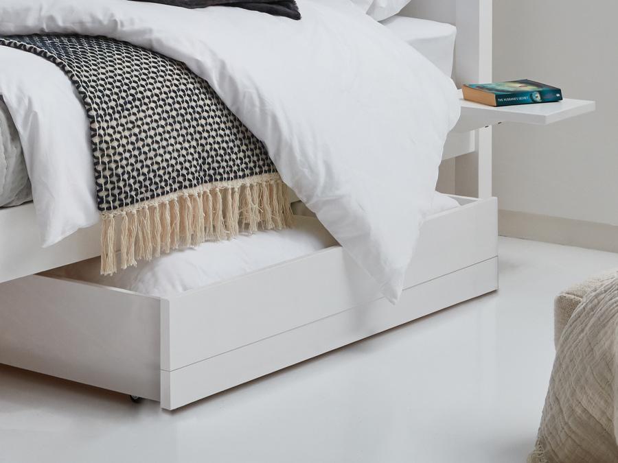 modern wooden underbed white storage box