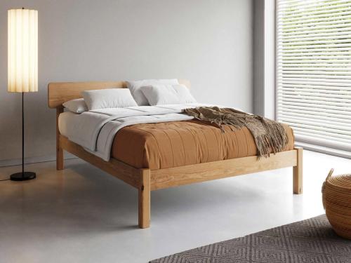 the deco platform bed frame in honey finish