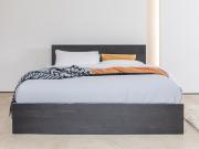 enkel wood bed with headboard front view