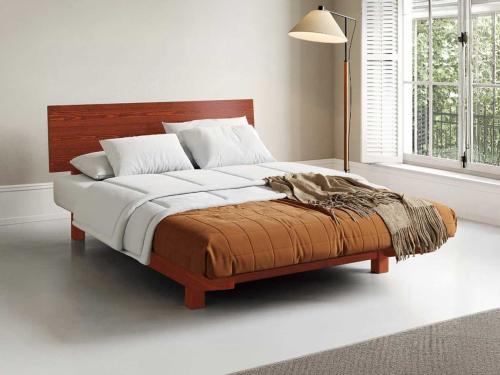 space saver bed solid wood floating design red forest finish by get laid beds
