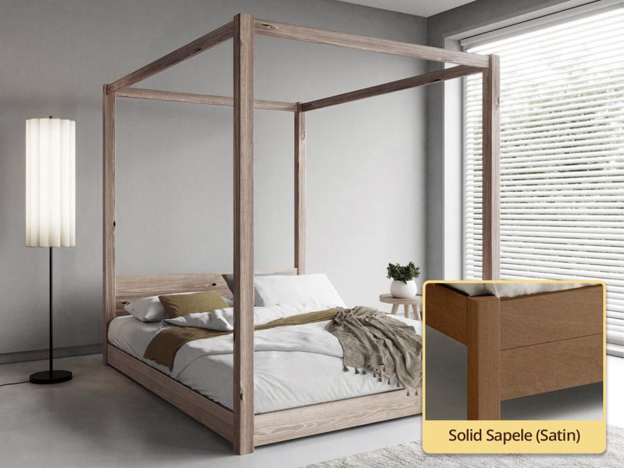 solid sapele low 4 poster bed frame by get laid beds