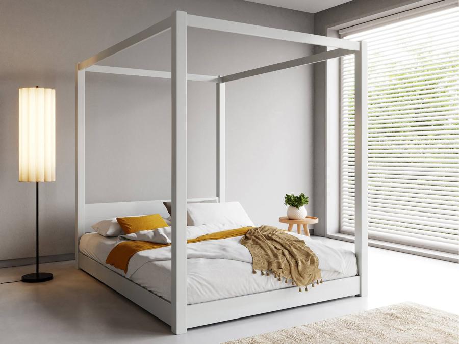 white low four poster bed frame