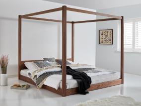 solid walnut low four poster wooden bed frame by get laid beds
