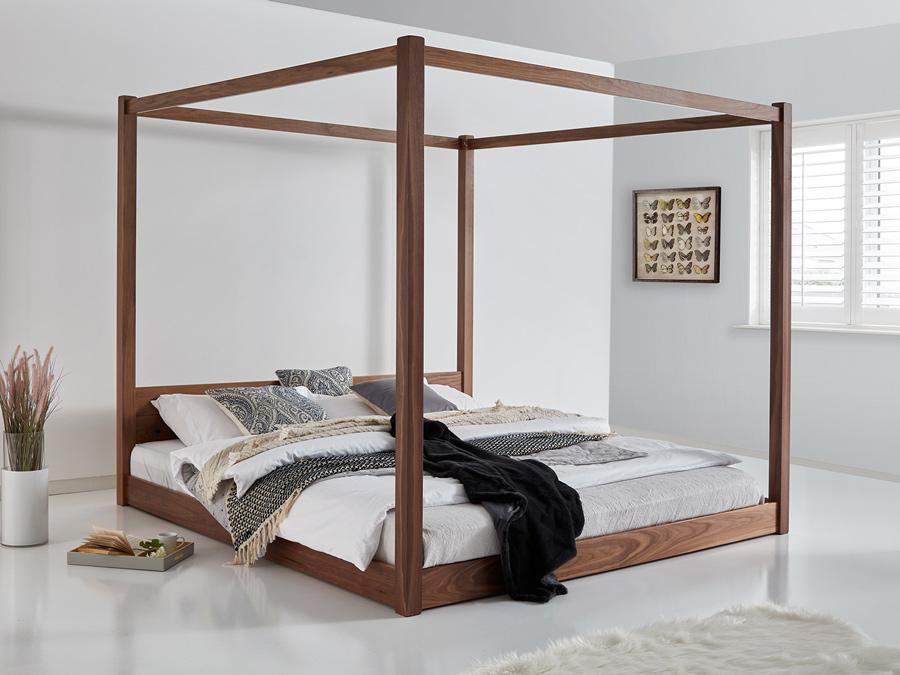 solid walnut low four poster wooden bed frame by get laid beds