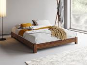 low wooden platform bed in coffee bean