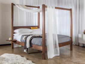 four poster canopy wood bed frame new forest design solid walnut finish