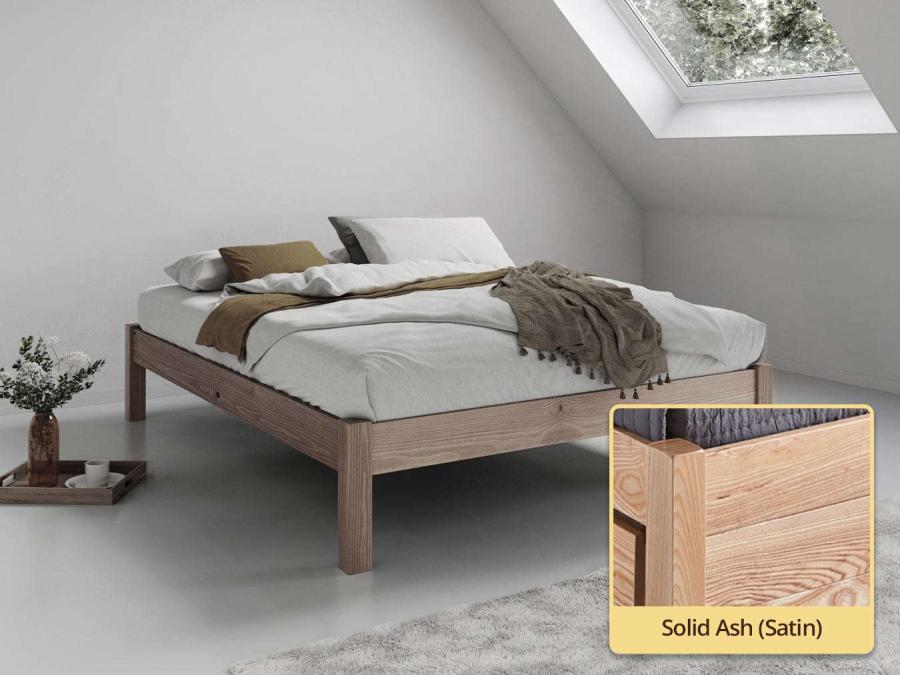 solid ash platform bed without headboard