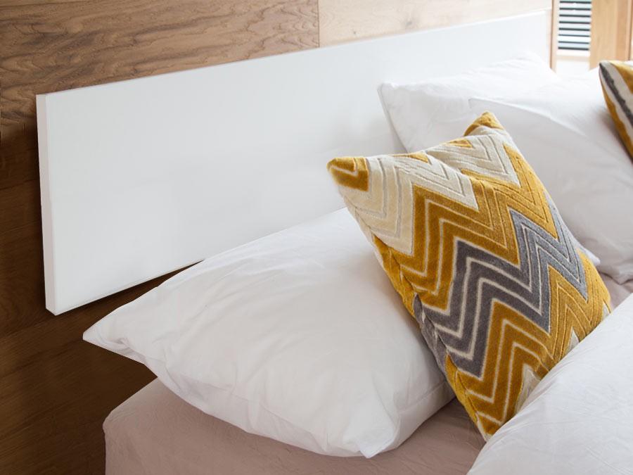 white wooden square wall mounted headboard